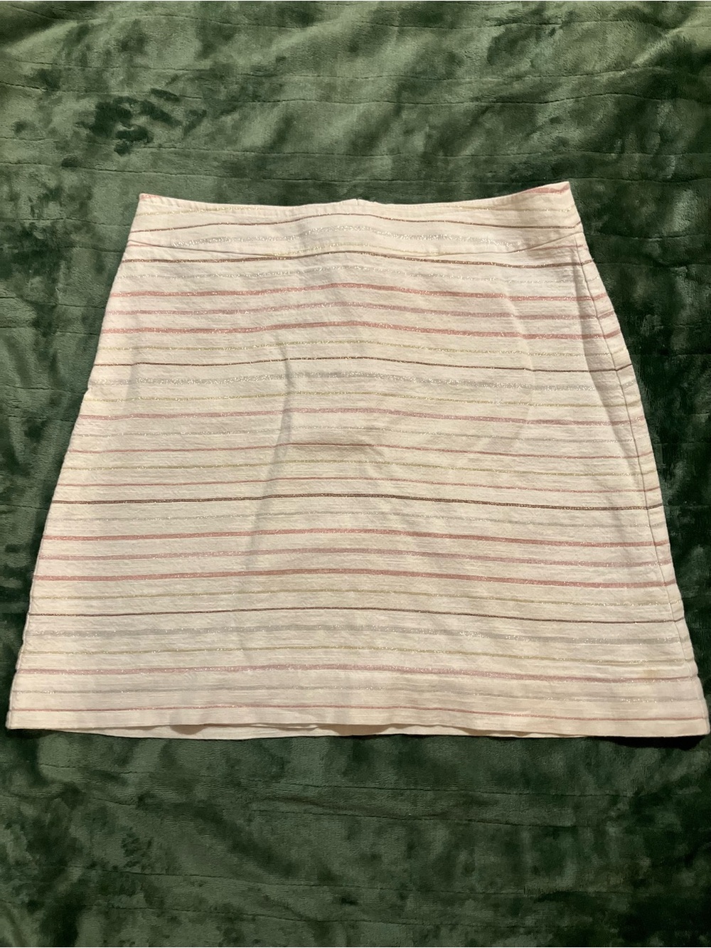 LOFT Pale Pink Striped A-Line Skirt